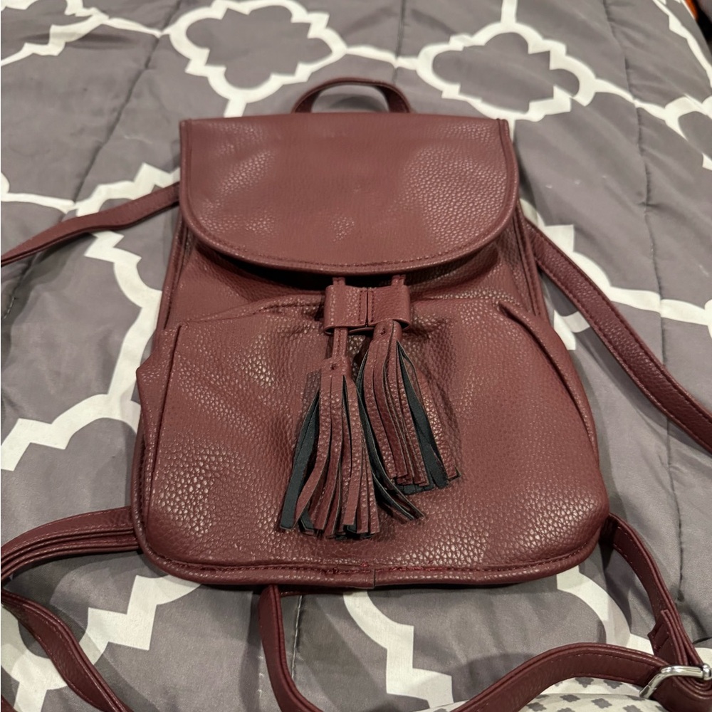 Elegant Burgundy Leather Backpack